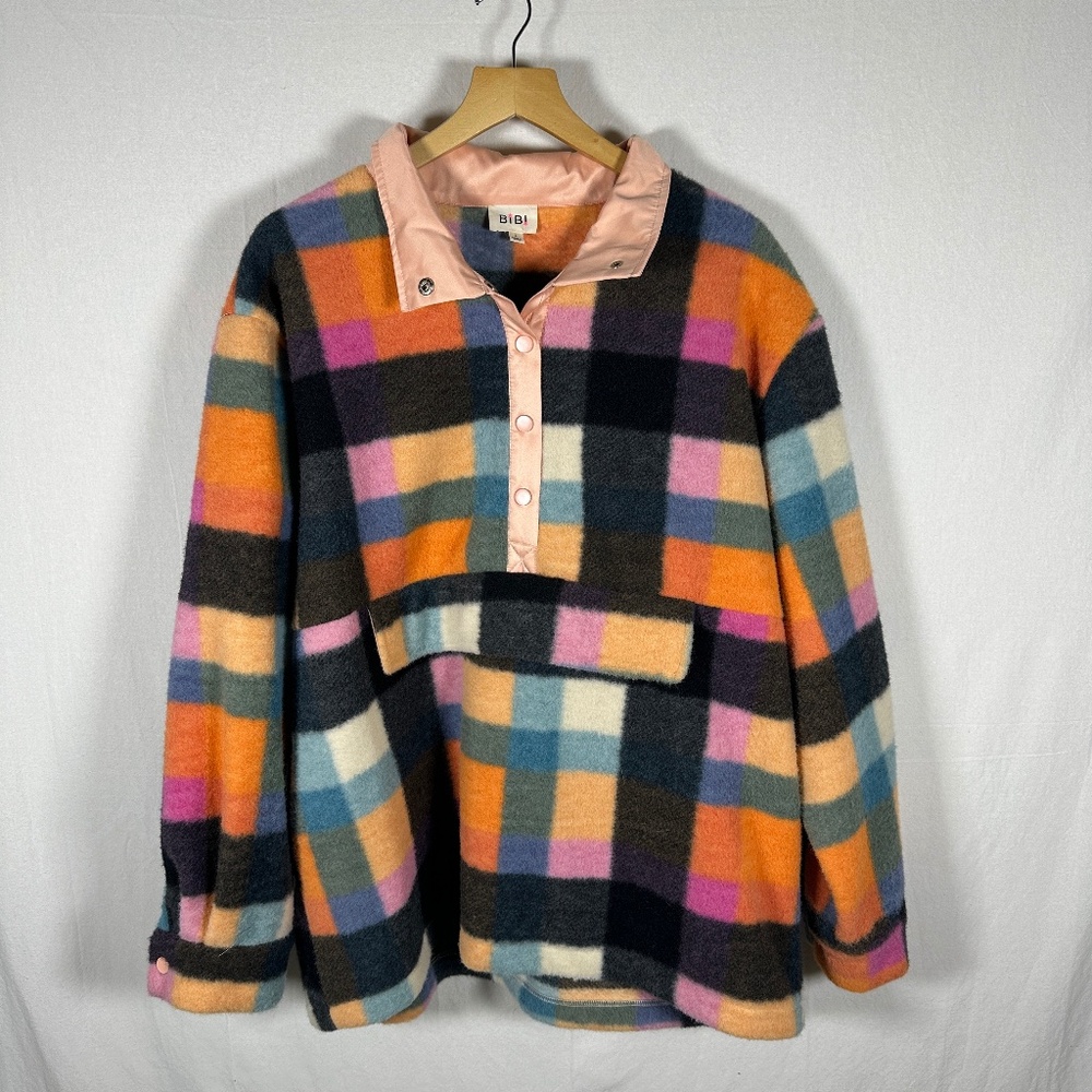 BiBi Colorful Plaid Women's polyester shacket Large